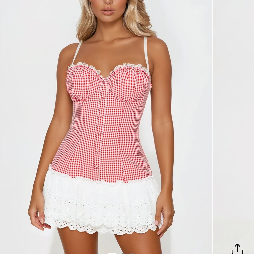 Fashion Nova Red and White Mini Dress